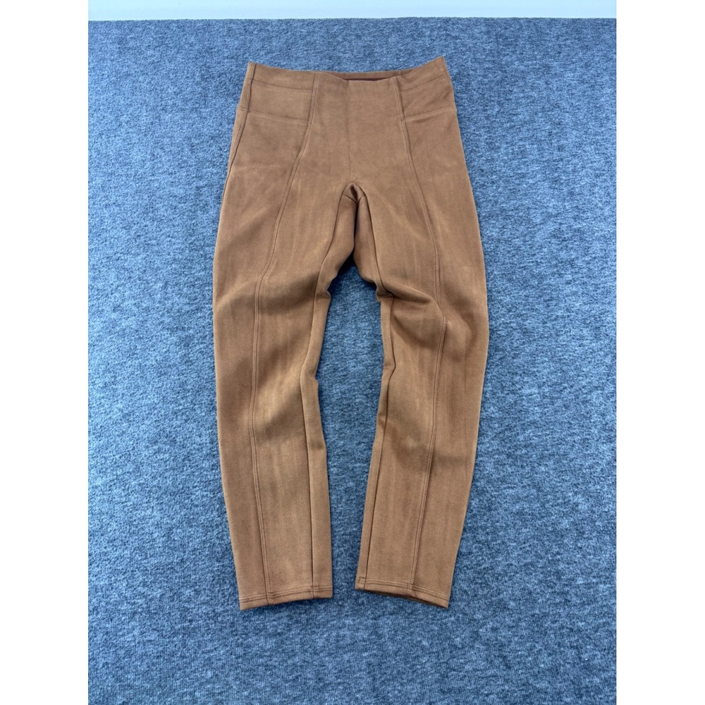 Spanx‎ Faux Suede Leggings Camel Brown High Rise Seamed Petite Medium M/M